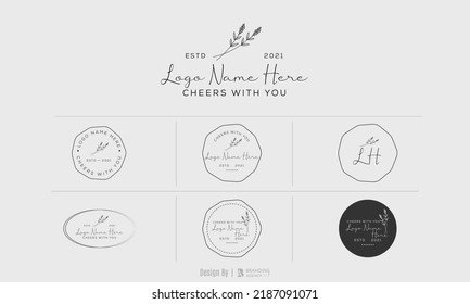 Botanical Floral element Hand Drawn Logo with Wild Flower and Leaves. Logo for spa and beauty salon, boutique, organic shop, wedding, floral designer, interior, photography, cosmetic.