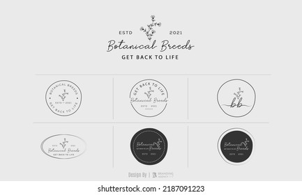 Botanical Floral element Hand Drawn Logo with Wild Flower and Leaves. Logo for spa and beauty salon, boutique, organic shop, wedding, floral designer, interior, photography, cosmetic.