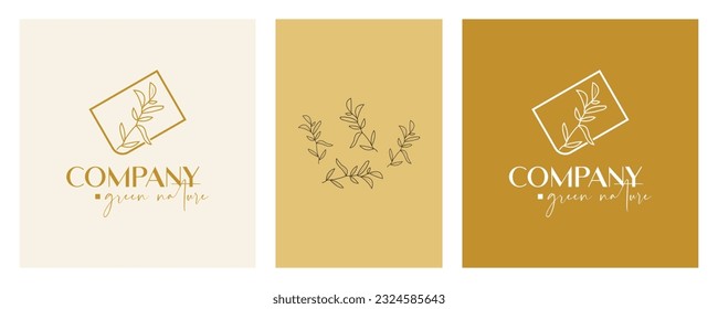 Botanical Floral element Hand Drawn Logo with Wild Flower