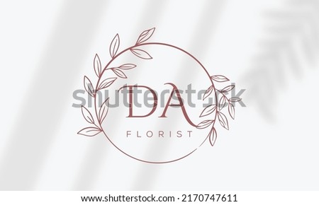 Botanical Floral element Hand Drawn Logo with Wild Flower and Leaves. Logo for spa and beauty salon, boutique, organic shop, wedding, floral designer, interior, photography, cosmetic.