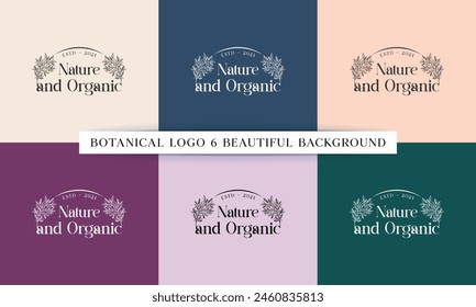 Botanical Floral Element Logo, Wild Flower, and Leaves. Hand-drawn floral frames with flowers, branches, and leaves, Wreath, Vector illustrations for labels, business identity, and wedding invitations