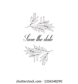 Botanical floral frames with eucalyptus plant. Greenery decoration for greeting card. Vintage border.