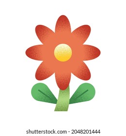Botanical Floral Illustration with Stem and Leaf