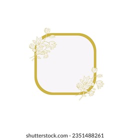 Botanical floral leaf and flower golden frame editable background Free Vector image