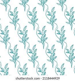 Botanical floral leaves seamless pattern. Summer and spring print. Floral pattern