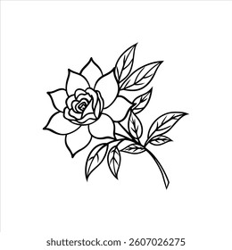 Botanical Floral Line Element for Wedding Card Design Vector