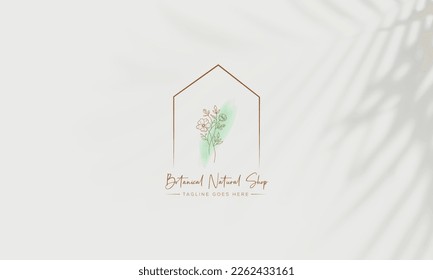 Elemento de diseño del logotipo floral botánico flor de mano y salida
