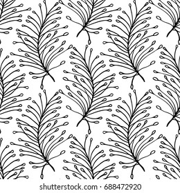 Botanical floral monochrome background. Seamless vector pattern