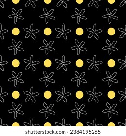 Botanical floral pattern design with flower motif. nature decorative background in flat style. repeat and seamless vector for wallpapers, wrapping paper, packaging, printing business, textile, fabric