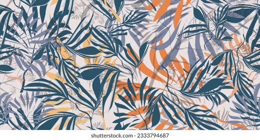 Botanical floral pattern. Leaves texture seamless background. Fashion design for fabric and textile. Vector illustration