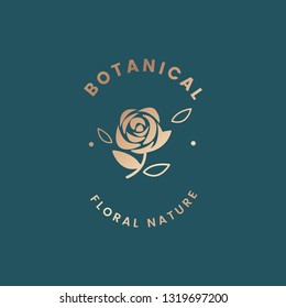 Botanical floral rose badge vector