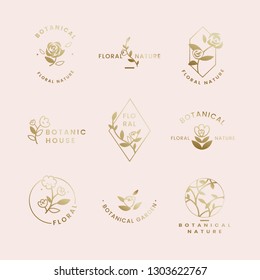 Botanical floral rose badges vector set