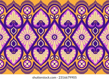 Botanical floral Seamless. Background Seamless Pattern Geometric Ethnic pattern design 
for background, carpet, wallpaper, clothing, wrapping, Batik, fabric, printing textile illustration.
