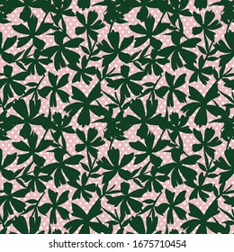 Botanical Floral seamless Pattern with dotted background for fashion prints, swimwear, backgrounds, websites, wallpaper, crafts