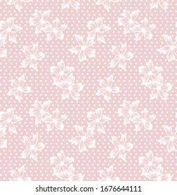 Botanical Floral seamless Pattern with dotted background for fashion prints, swimwear, backgrounds, websites, wallpaper, crafts