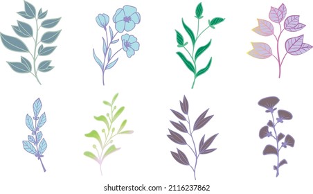 Botanical floral seamless pattern. Hand painting illustration with leaves. Set of floral customize design.