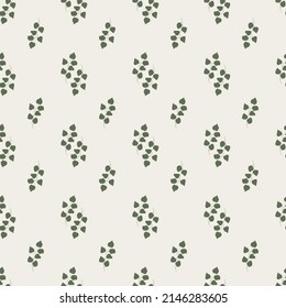 Botanical floral seamless pattern. Lilac simple green leaves on a light background perfect for scrapbooking, greeting cards, wrapping paper	