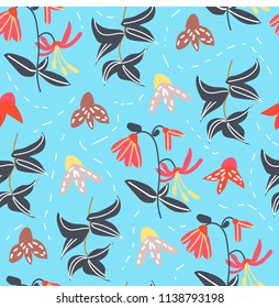 botanical floral seamless pattern. vector flower print. 
