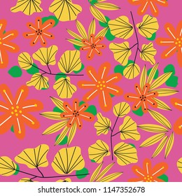botanical floral seamless pattern. vector flower print. floral background. textile fabric design. 