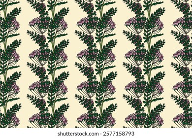 Botanical floral seamless pattern vector illustration. Repeating hand drawn Hydrangea in white abstract background. Graphic design for Print Wallpaper Cover Textile Fabric Wrapping Wedding Greeting