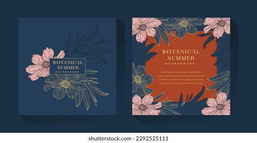 Botanical Floral Summer Illustration Background