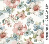 botanical floral vector seamless pattern with roses herbs and leaves big set background with flowers