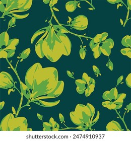 botanical floral vector seamless pattern with roses herbs and leaves big set background with flowers