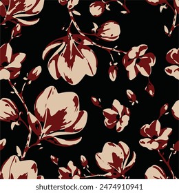 botanical floral vector seamless pattern with roses herbs and leaves big set background with flowers