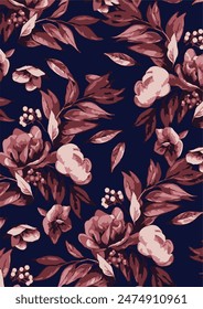 botanical floral vector seamless pattern with roses herbs and leaves big set background with flowers