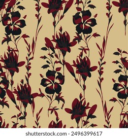botanical floral vector seamless pattern with roses herbs and leaves big set background with flowers