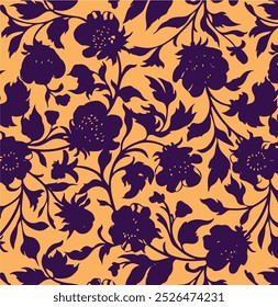 botanical floral vector seamless pattern  and leaves big set background with flowers