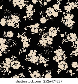 botanical floral vector seamless pattern  and leaves big set background with flowers