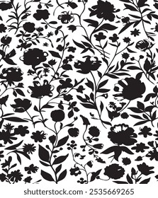 botanical floral vector seamless pattern with roses herbs and leaves big set background with flowers