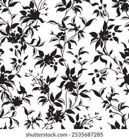 botanical floral vector seamless pattern with roses herbs and leaves big set background with flowers