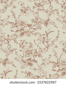 botanical floral vector seamless pattern with roses herbs and leaves big set background with flowers
