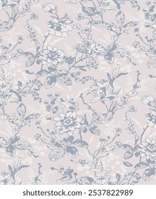 botanical floral vector seamless pattern with roses herbs and leaves big set background with flowers