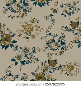 botanical floral vector seamless pattern with roses herbs and leaves big set background with flowers