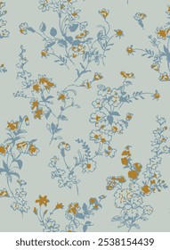 botanical floral vector seamless pattern with roses herbs and leaves big set background with flowers