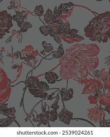 botanical floral vector seamless pattern with roses herbs and leaves big set background with flowers