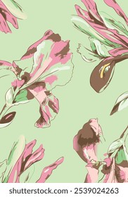 botanical floral vector seamless pattern with roses herbs and leaves big set background with flowers