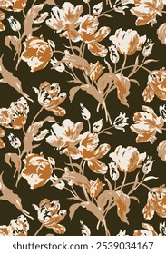 botanical floral vector seamless pattern with roses herbs and leaves big set background with flowers