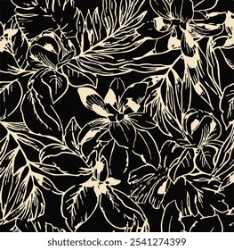 Botanische bloemvector naadloos patroon met rozen kruiden en bladeren grote set achtergrond met bloemen