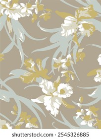 botanical floral vector seamless pattern with roses herbs and leaves big set background with flowers