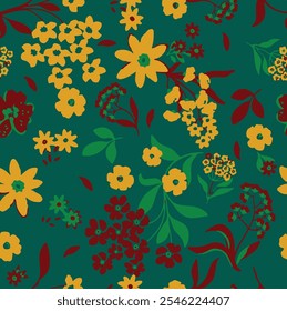 vetor floral botânico padrão sem emenda com ervas rosas e folhas fundo grande conjunto com flores