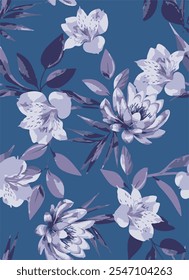 botanical floral vector seamless pattern with roses herbs and leaves big set background with flowers