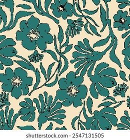 botanical floral vector seamless pattern with roses herbs and leaves big set background with flowers