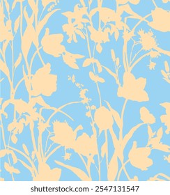 botanical floral vector seamless pattern with roses herbs and leaves big set background with flowers