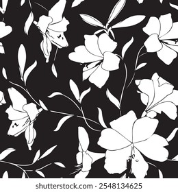 botanical floral vector seamless pattern with roses herbs and leaves big set background with flowers