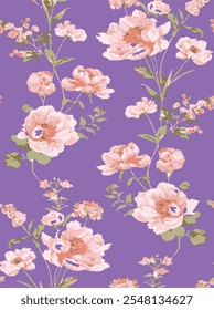 botanical floral vector seamless pattern with roses herbs and leaves big set background with flowers