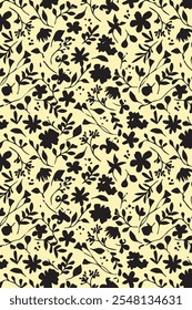 botanical floral vector seamless pattern with roses herbs and leaves big set background with flowers